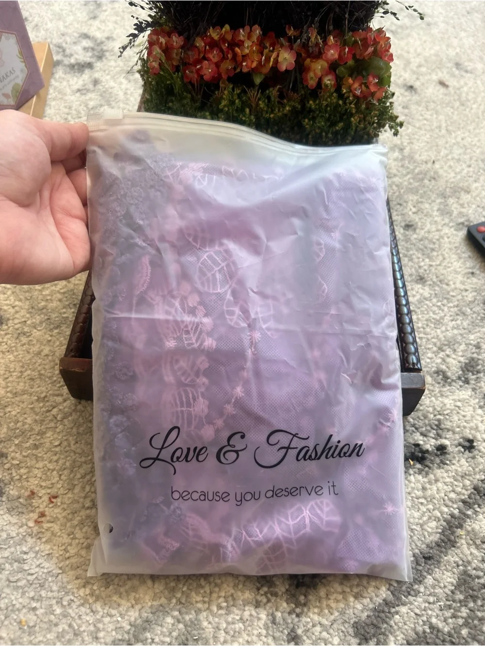 Floral Imprint Purple Scarf with Tassels